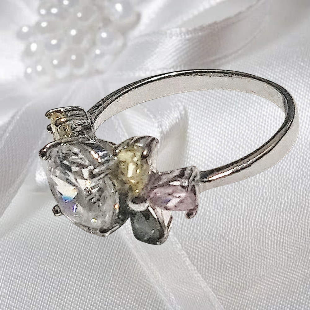 Elegant Multicolor Tourmaline Gemstone Silver Ring - Picture 5 of 6